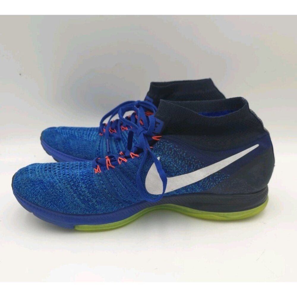 Nike Air Zoom All Out Flyknit Running Shoes Blue Volt Mens Size 13